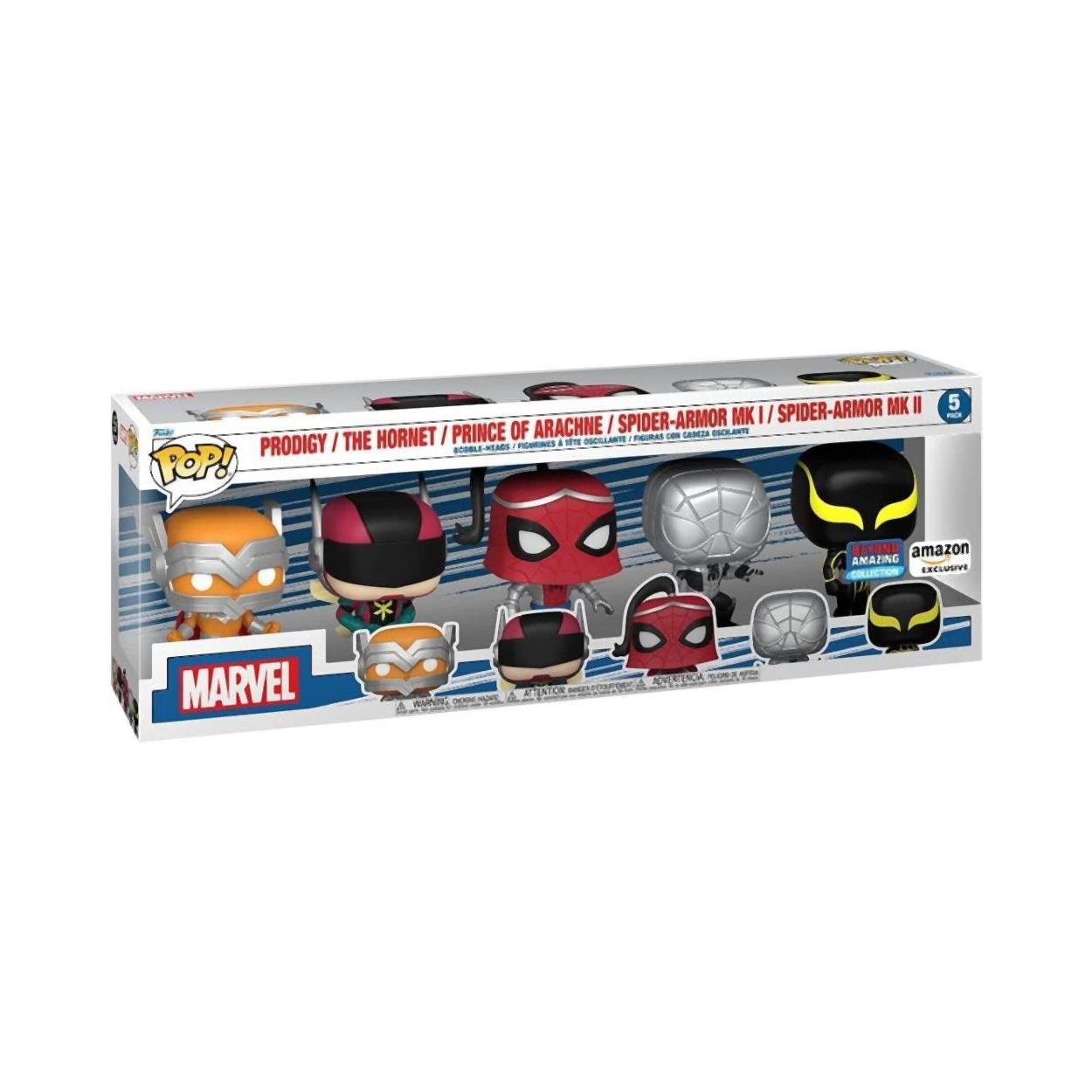 Funko Pop! 5-Pack Marvel: Spider-Man - Prodigy / The Hornet / Prince of Arachne / Spider-Armor MK I / Spider-Armor MK II (Amazon Exclusive) Vinyl Figures Funko Pop! 5-Pack Marvel: Spider-Man - Prodigy / The Hornet / Prince of Arachne / Spider-Armor MK I / Spider-Armor MK II (Amazon Exclusive) Vinyl Figures