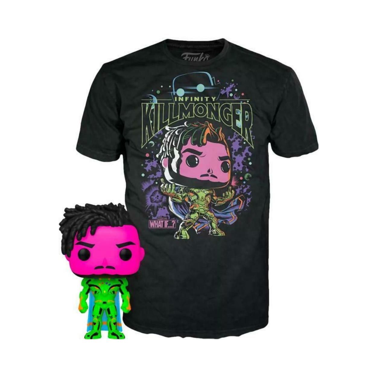 Funko Pop! & Tee (Adult): Marvel What If...? - Infinity Killmonger (Blacklight) (Special Edition) Bobble-Head Vinyl Figure & T-Shirt (M) Funko Pop! & Tee (Adult): Marvel What If...? - Infinity Killmonger (Blacklight) (Special Edition) Bobble-Head Vinyl Figure & T-Shirt (M)