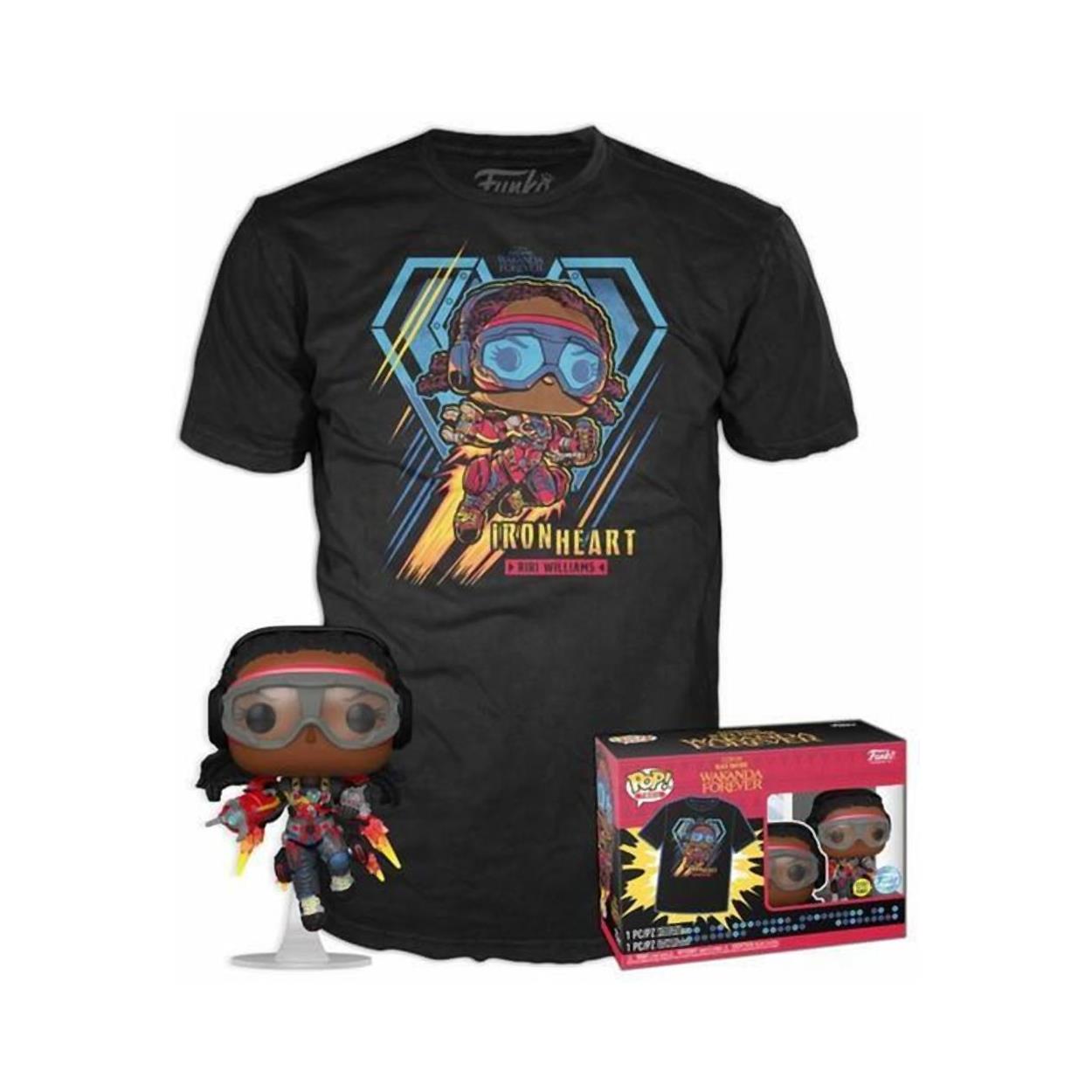 Funko Pop! & Tee (Adult): Marvel Black Panther Wakanda Forever - Iron Heart Riri Williams (Glows in the Dark) Bobble-Head Vinyl Figure and T Shirt (S) Funko Pop! & Tee (Adult): Marvel Black Panther Wakanda Forever - Iron Heart Riri Williams (Glows in the Dark) Bobble-Head Vinyl Figure and T Shirt (S)