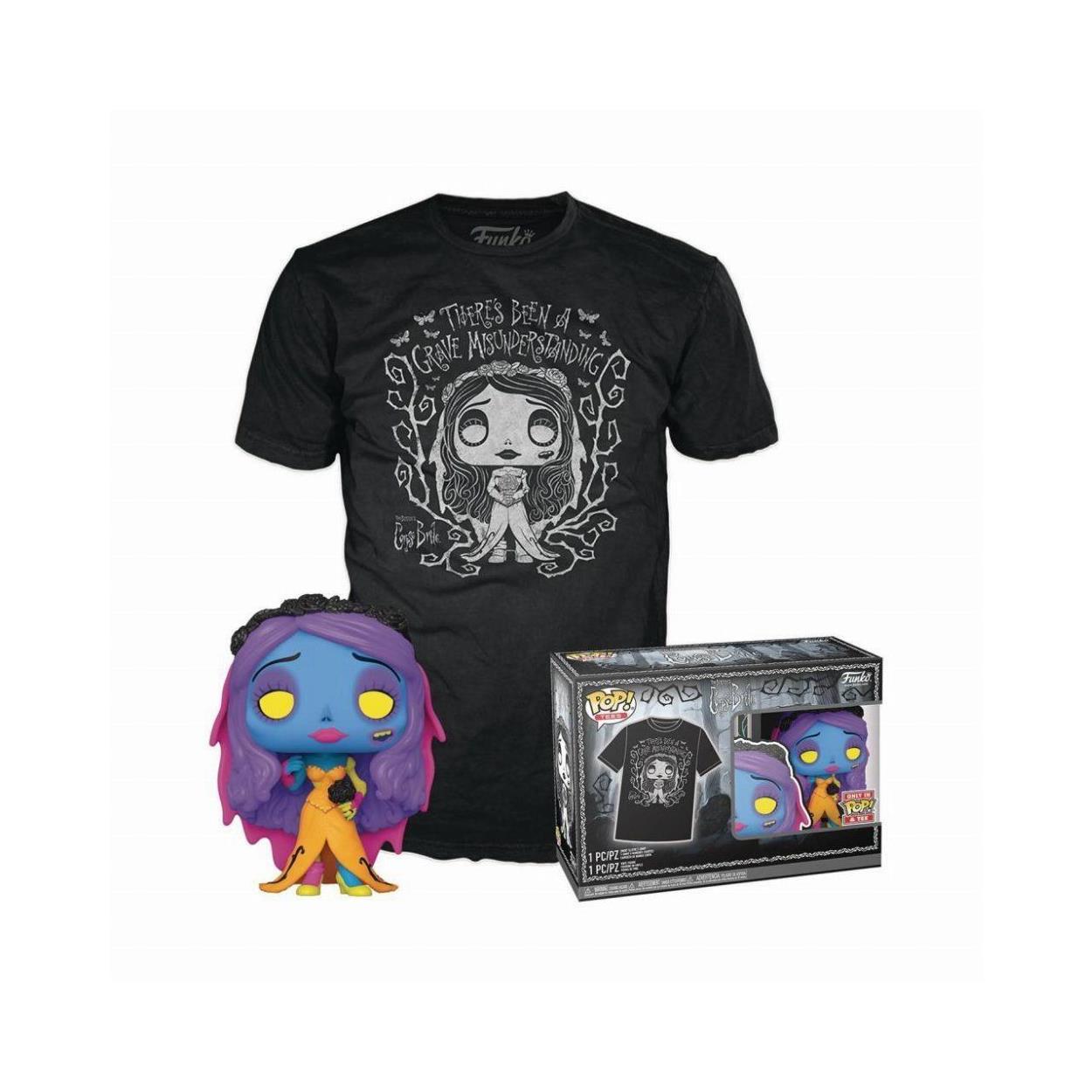 Funko Pop! & Tee (Adult): Tim Burton's Corpse Bride - Emily (Blacklight) Vinyl Figure and T-Shirt (S) Funko Pop! & Tee (Adult): Tim Burton's Corpse Bride - Emily (Blacklight) Vinyl Figure and T-Shirt (S)