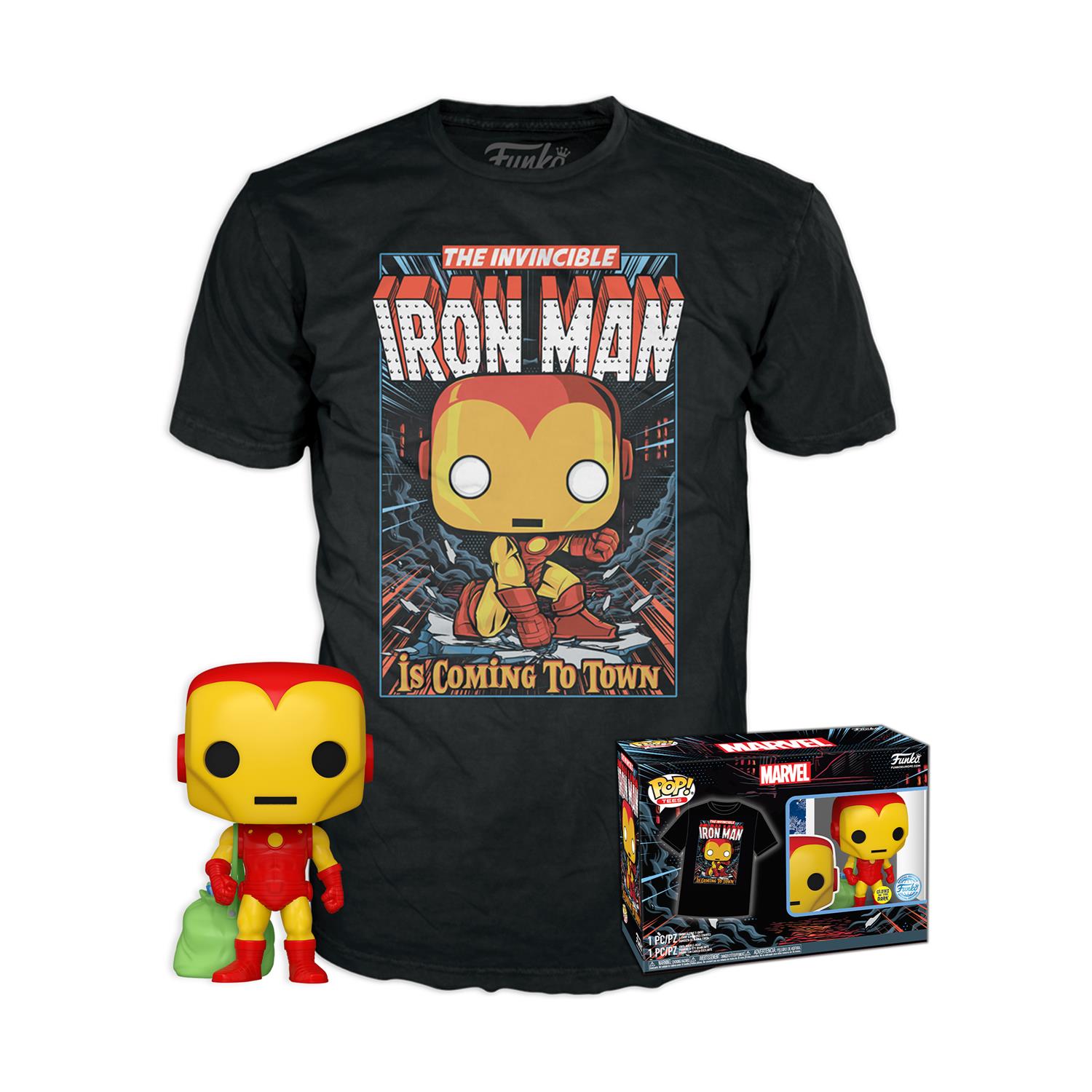 Funko Pop! & Tee (Adult): Marvel - Holiday Iron Man (Glows in the Dark) Vinyl Figure & T-Shirt (L) Funko Pop! & Tee (Adult): Marvel - Holiday Iron Man (Glows in the Dark) Vinyl Figure & T-Shirt (L)