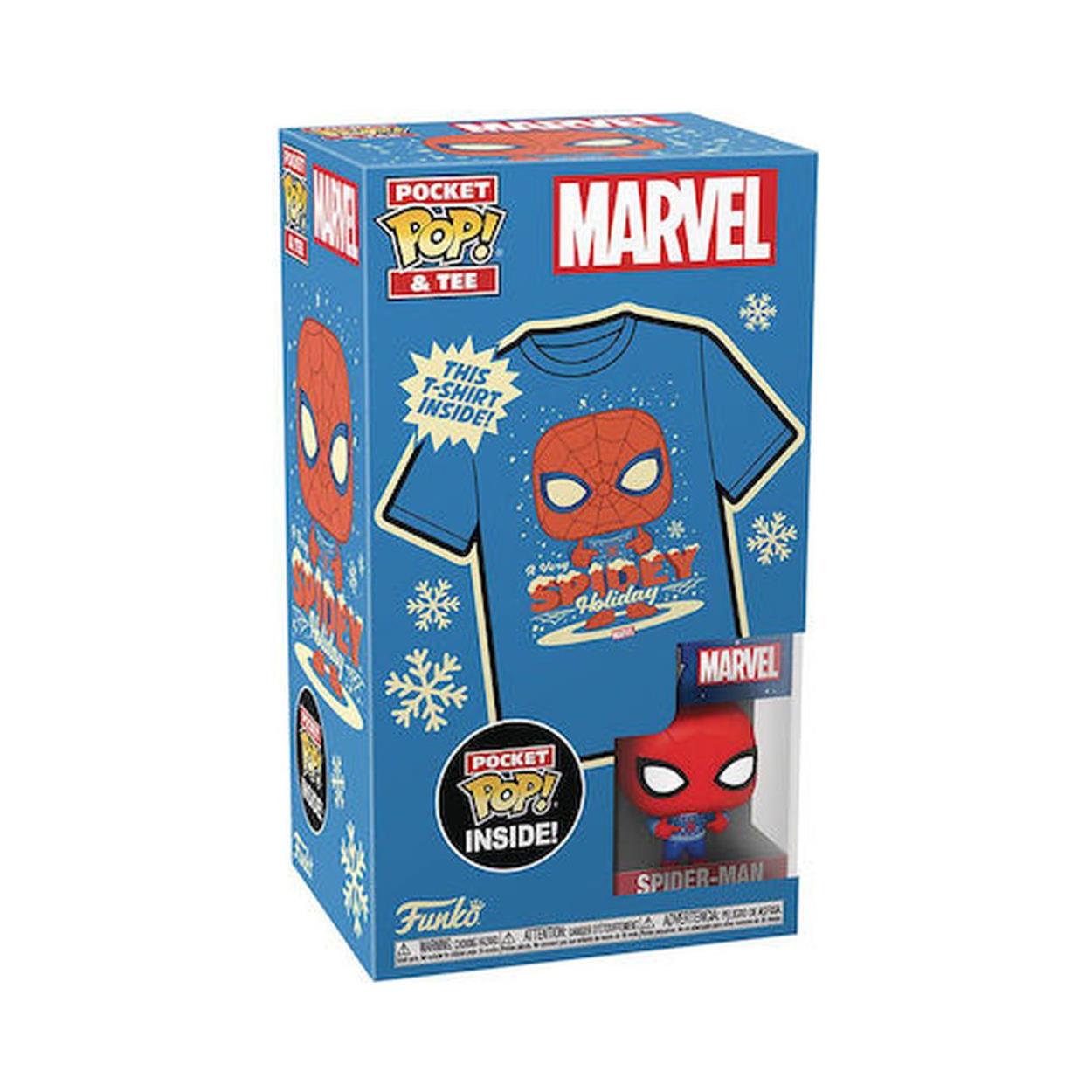 Funko Pocket Pop! & Tee (Child): Marvel - Holiday Spiderman Vinyl Figure & T-Shirt (M) Funko Pocket Pop! & Tee (Child): Marvel - Holiday Spiderman Vinyl Figure & T-Shirt (M)