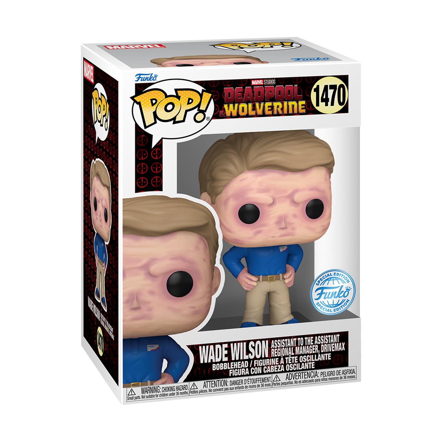 Funko Pop! Marvel: Deadpool Wolverine - Wade Wilson (Assistant to the Assistant Regional Manager, Drivemax) (Special Edition) #1470 Bobble-Head Vinyl Figure Funko Pop! Marvel: Deadpool Wolverine - Wade Wilson (Assistant to the Assistant Regional Manager, Drivemax) (Special Edition) #1470 Bobble-Head Vinyl Figure