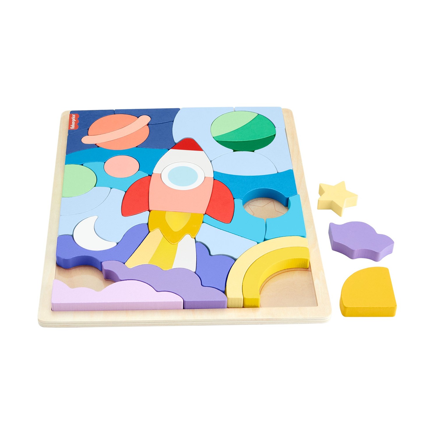 Fisher-Price - Wooden Space Blocks Puzzle (HXY42) Fisher-Price - Wooden Space Blocks Puzzle (HXY42)