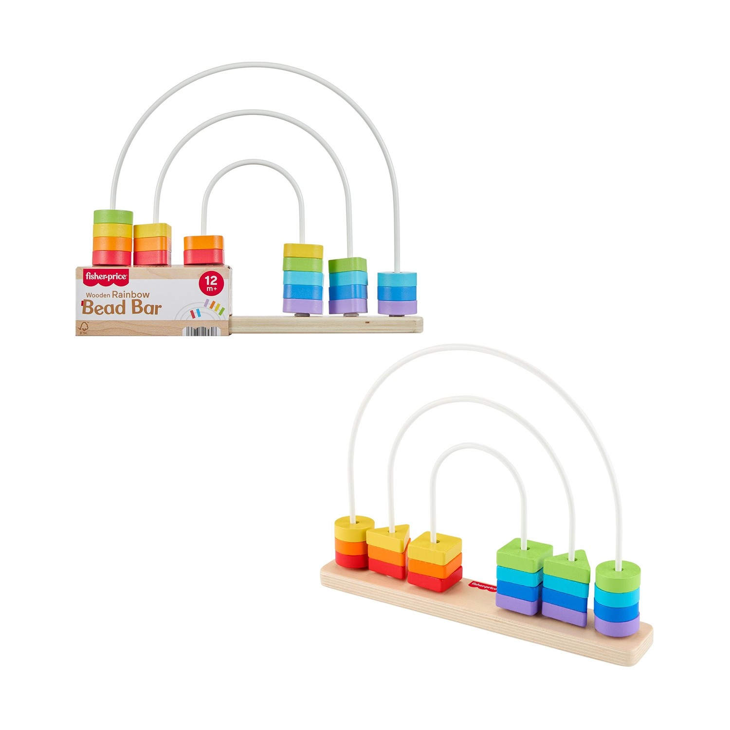 Fisher-Price - Wooden Rainbow Bead Bar (JFG15) Fisher-Price - Wooden Rainbow Bead Bar (JFG15)