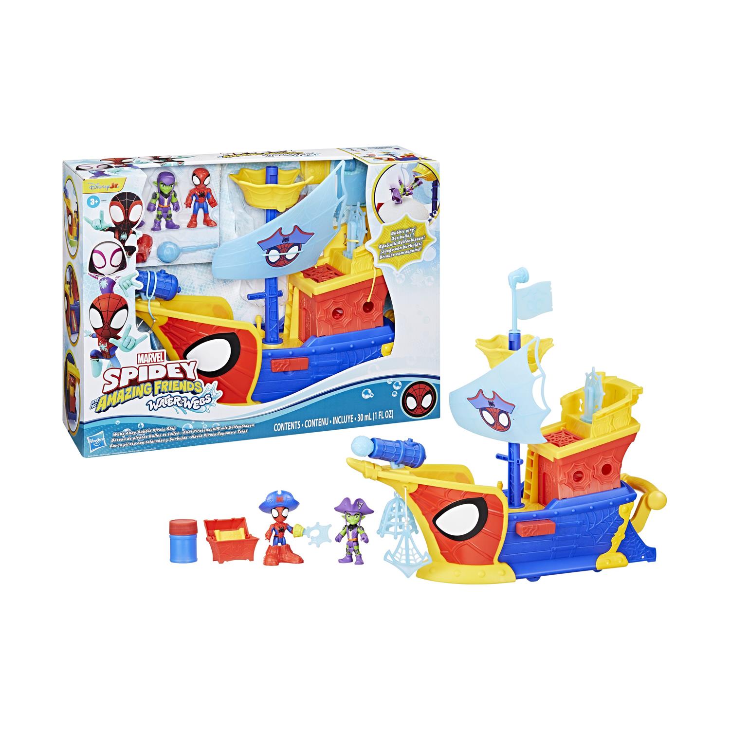 Hasbro Disney Jr. Marvel: Spidey And His Amazing Friends Waterwebs - Webs Ahoy Bubble Pirate Ship Playset (G0666) Hasbro Disney Jr. Marvel: Spidey And His Amazing Friends Waterwebs - Webs Ahoy Bubble Pirate Ship Playset (G0666)