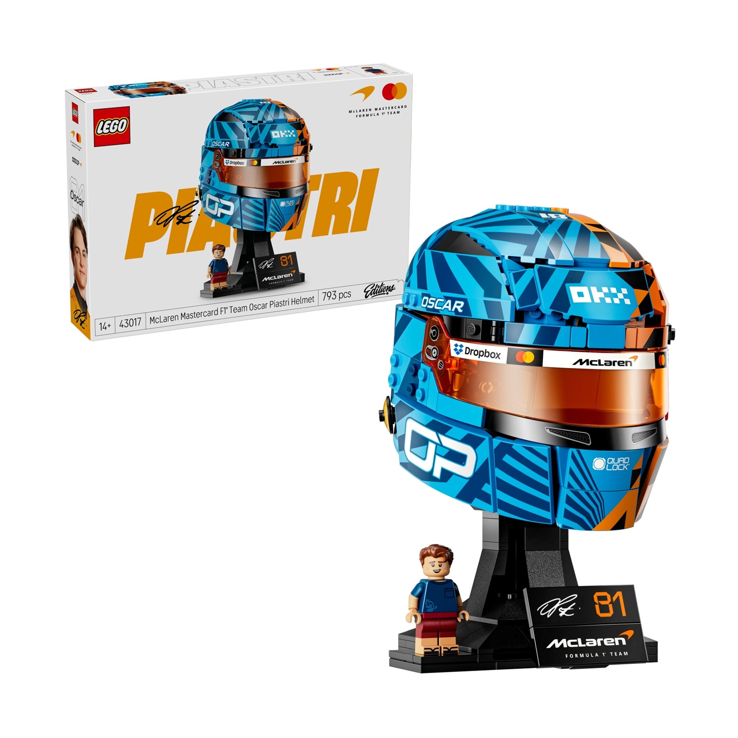 LEGO Editions: McLaren Mastercard F1 Team Oscar Piastri Helmet (43017) LEGO Editions: McLaren Mastercard F1 Team Oscar Piastri Helmet (43017)