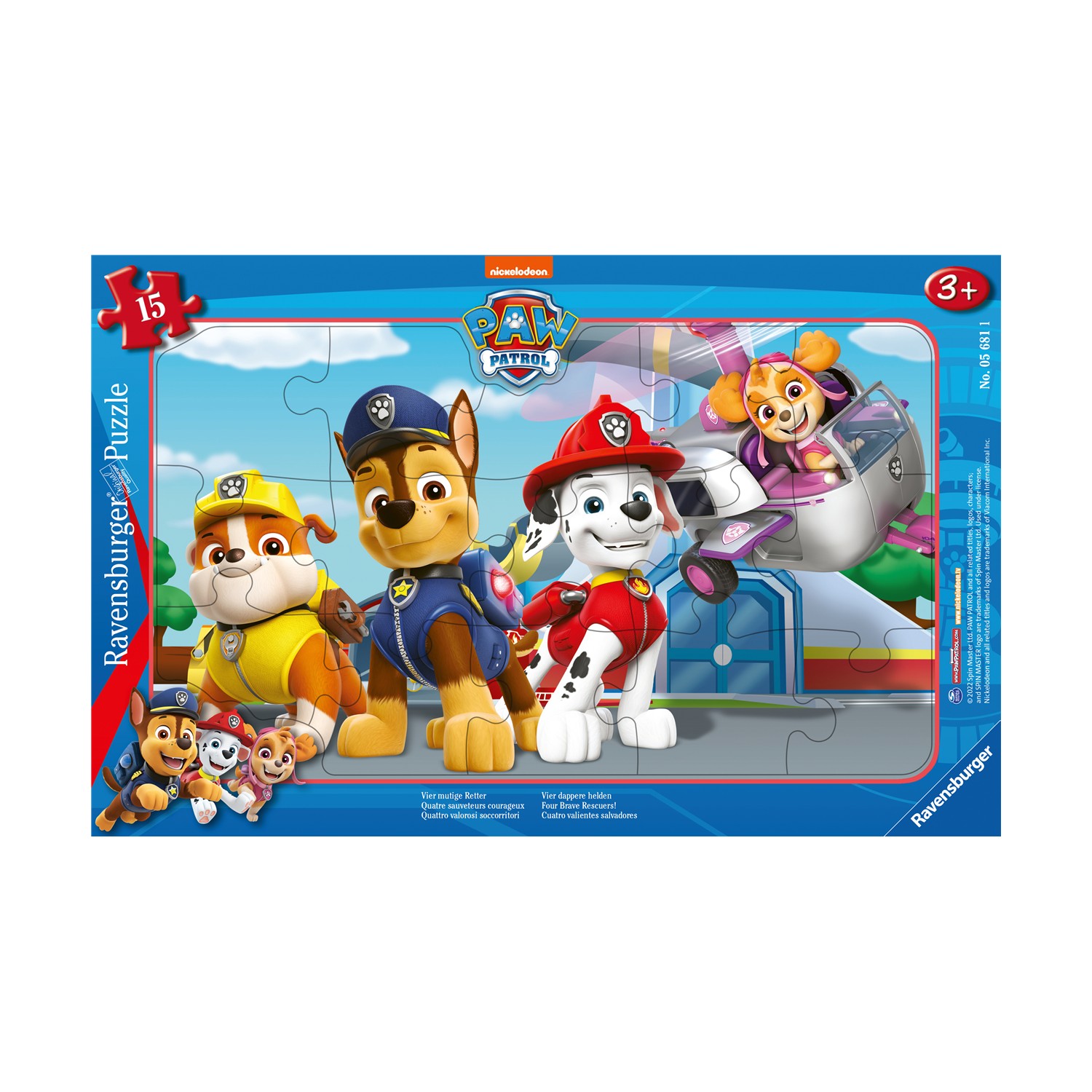 Ravensburger Puzzle: Paw Patrol - Four Brave Rescuers! (15pcs) ( 05681) Ravensburger Puzzle: Paw Patrol - Four Brave Rescuers! (15pcs) ( 05681)