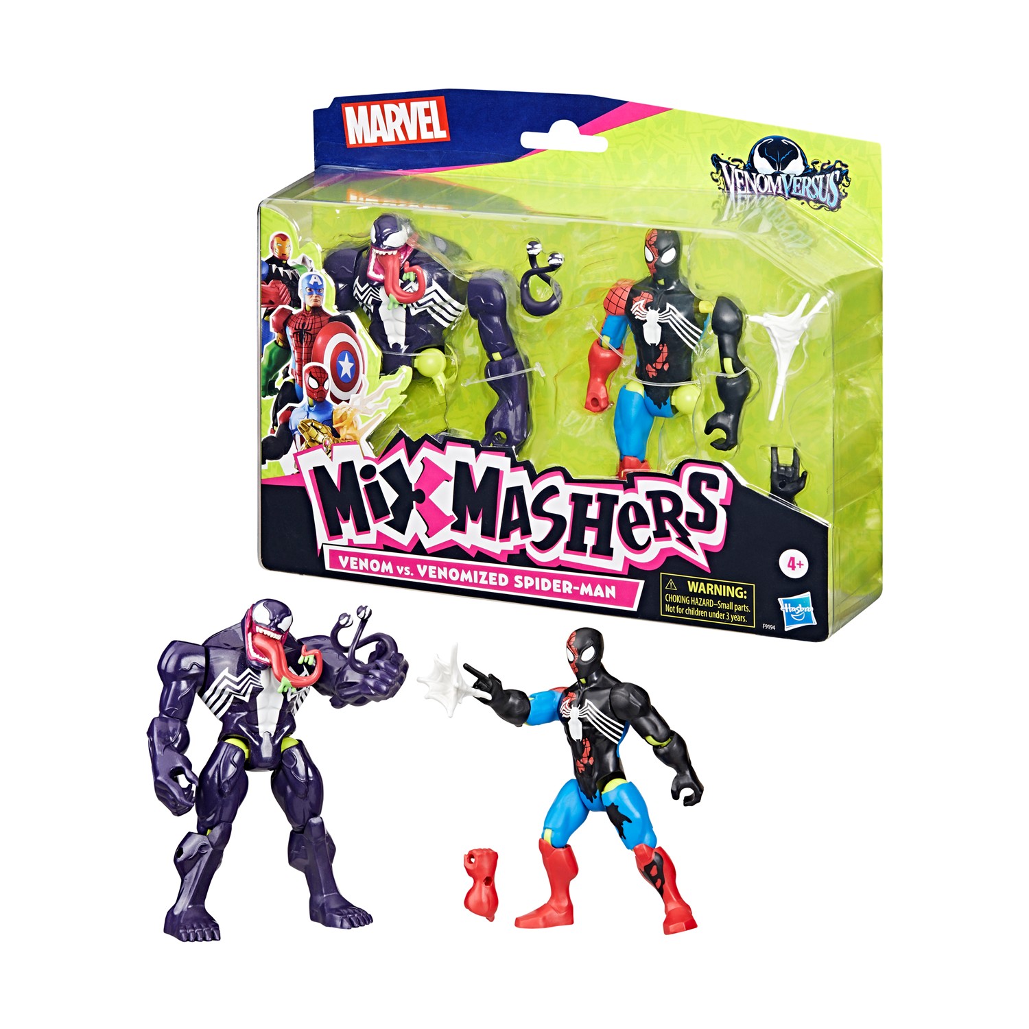 Hasbro Marvel VenonVersus: MixMashers - Venom vs. Venomized Spider-Man Action Figures (F9194) Hasbro Marvel VenonVersus: MixMashers - Venom vs. Venomized Spider-Man Action Figures (F9194)